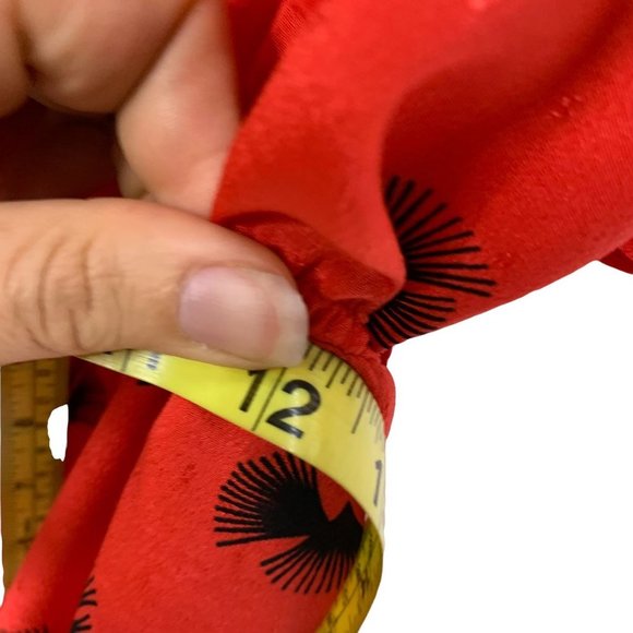 Vintage 80s Red Black Print Short Sleeve Flutter Jumpsuit Small - Picture 8 of 11